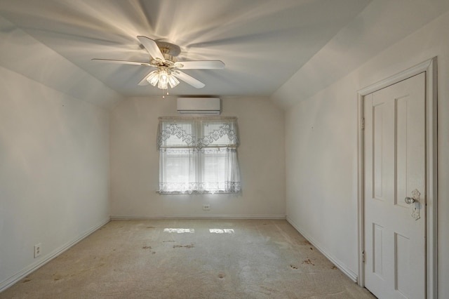 17381 Imperial Rd, Carthage, MO 64836 - bonus room with a wall mounted air conditioner, carpet, vaulted ceiling, ceiling fan, and baseboards