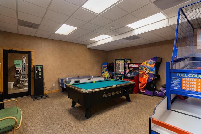 24 Village Trl Unit 13-2, Branson, MO 65616 - rec room featuring billiards table, carpet, and a drop ceiling