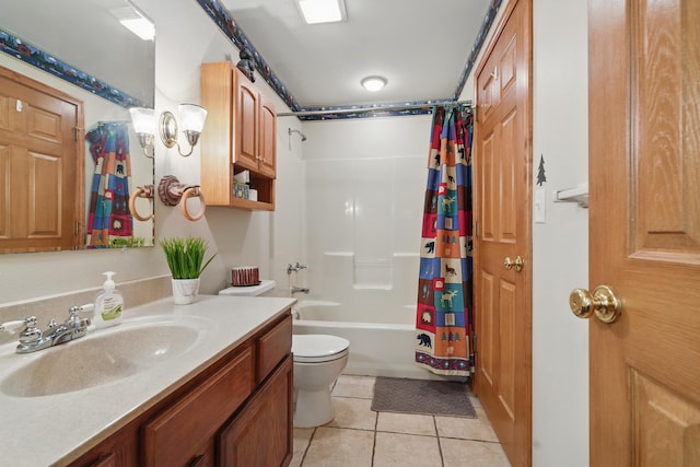 24 Village Trl Unit 13-2, Branson, MO 65616 - bathroom with toilet, vanity, tile patterned floors, and shower / tub combo with curtain