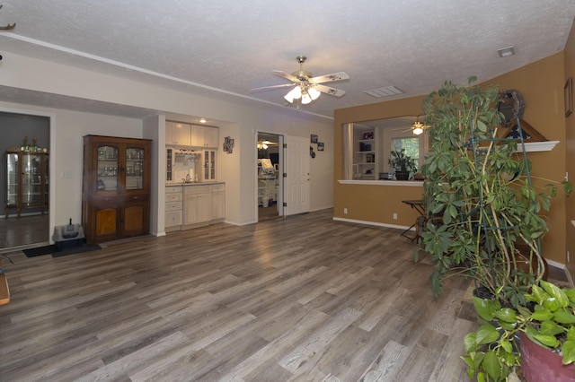 150 Licaria Rd, Ozark, MO 65721 - unfurnished living room featuring wood finished floors, a ceiling fan, and a textured ceiling
