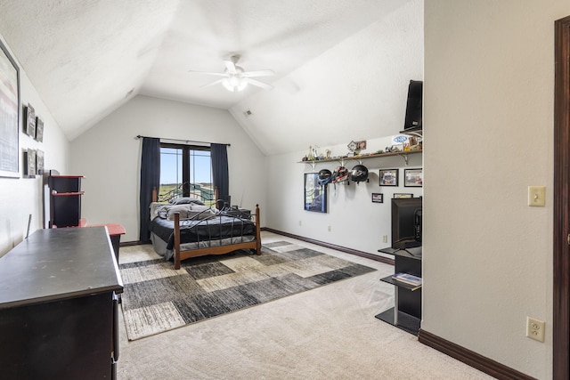 110 Castlekeep Dr, Rogersville, MO 65742 - carpeted bedroom with lofted ceiling, a ceiling fan, and baseboards