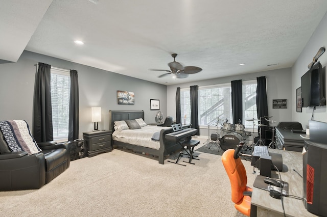3262 S Thornridge Dr, Springfield, MO 65809 - bedroom featuring carpet, multiple windows, a ceiling fan, and recessed lighting