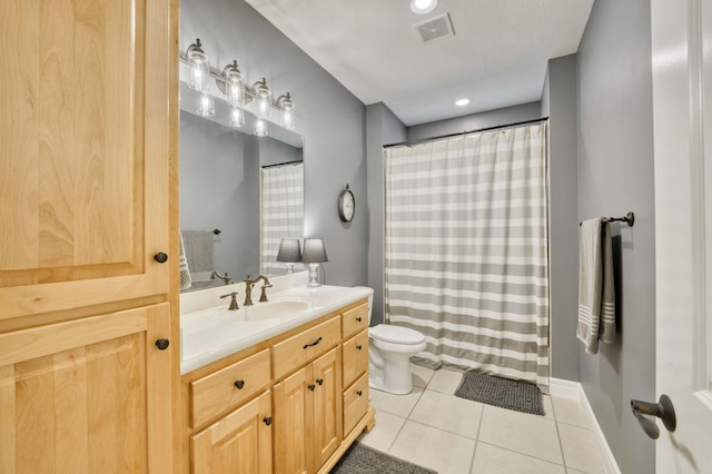 3262 S Thornridge Dr, Springfield, MO 65809 - bathroom with tile patterned flooring, vanity, toilet, a shower with curtain, and baseboards