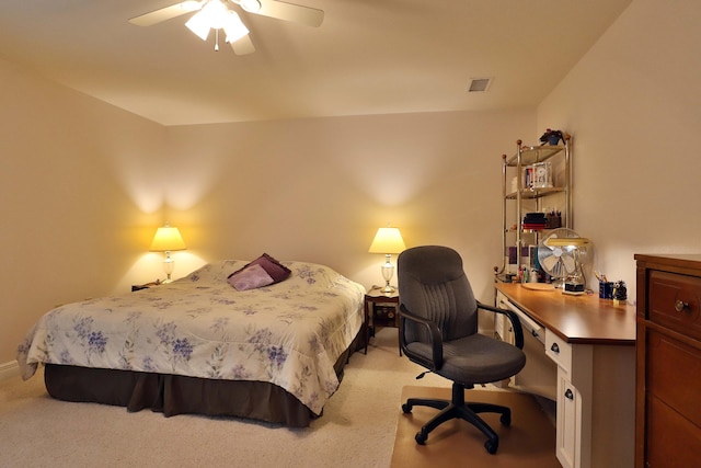 607 Sumac Ln, Marshfield, MO 65706 - carpeted bedroom with a desk, a ceiling fan, and baseboards