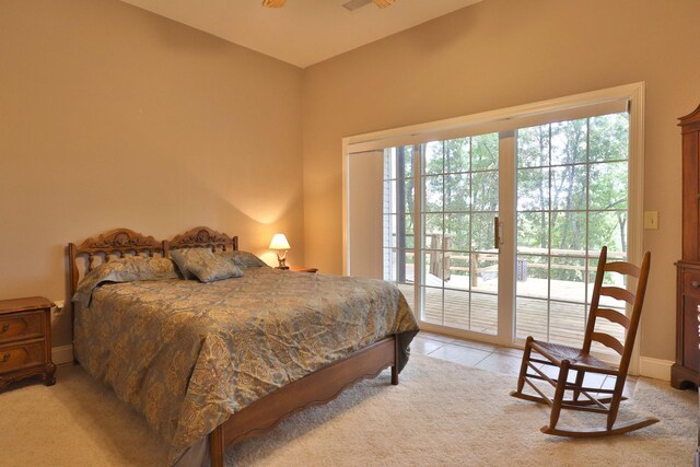 607 Sumac Ln, Marshfield, MO 65706 - bedroom featuring access to outside, baseboards, and light carpet