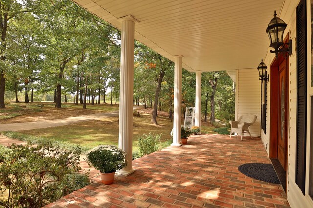 607 Sumac Ln, Marshfield, MO 65706 - covered porch with view of scattered trees