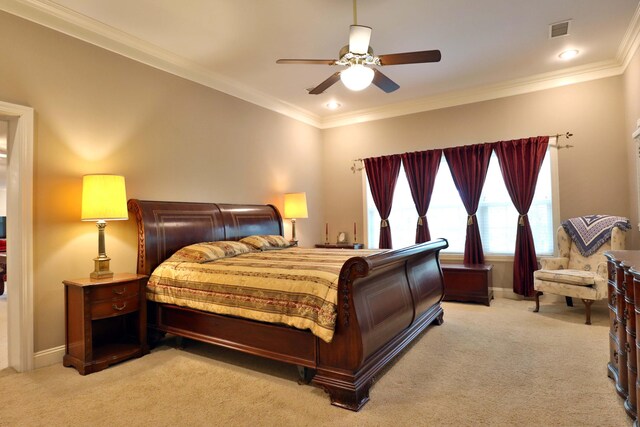 607 Sumac Ln, Marshfield, MO 65706 - bedroom featuring carpet flooring, crown molding, ceiling fan, baseboards, and recessed lighting
