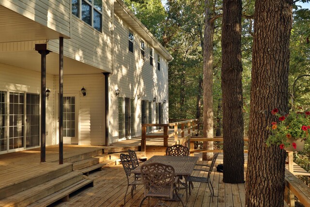 607 Sumac Ln, Marshfield, MO 65706 - wooden terrace with outdoor dining space
