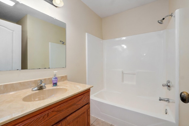 259 Aven Ave, Sparta, MO 65753 - bathroom featuring vanity, washtub / shower combination, and tile patterned floors