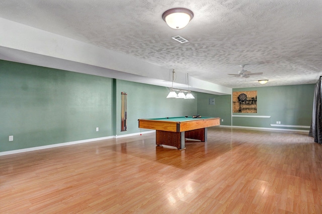 259 Aven Ave, Sparta, MO 65753 - game room featuring wood finished floors, billiards, a ceiling fan, and a textured ceiling