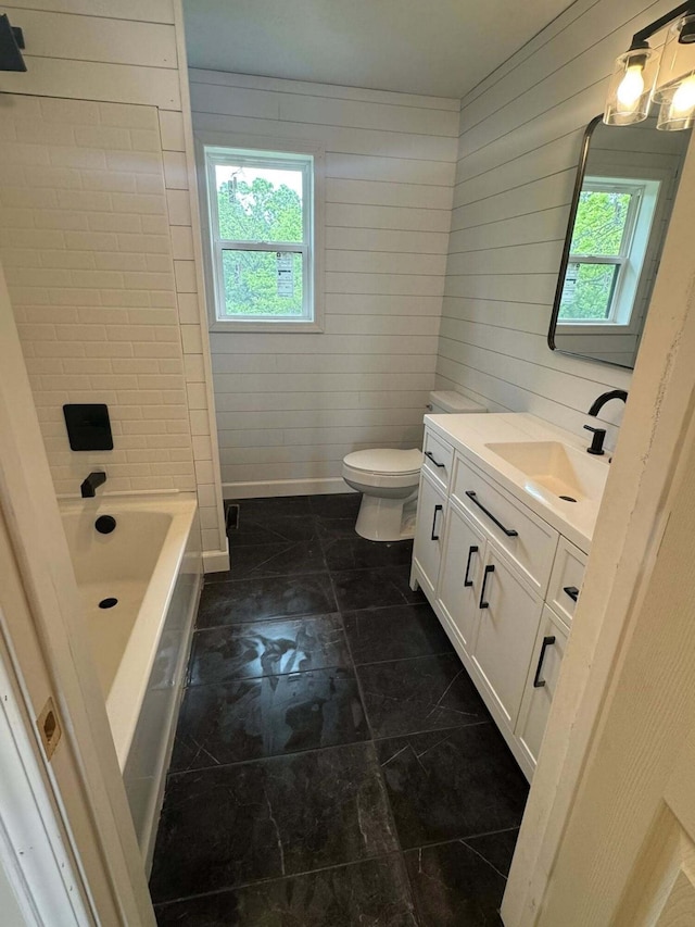 8574 County Road 6890, West Plains, MO 65775 - full bathroom featuring vanity, toilet, and wood walls