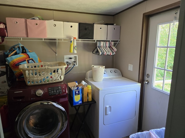 285 Lace Loop, Conway, MO 65632 - washroom with washing machine and clothes dryer, plenty of natural light, and ornamental molding