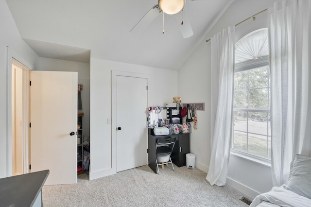 317 Cinnamon Ct, Sparta, MO 65753 - carpeted office space with healthy amount of natural light, ceiling fan, baseboards, and lofted ceiling