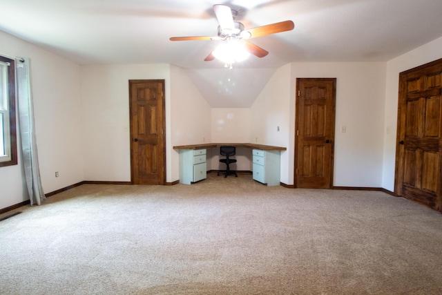 1831 E Woodbine St, Springfield, MO 65803 - unfurnished office with carpet flooring, a ceiling fan, built in desk, and baseboards