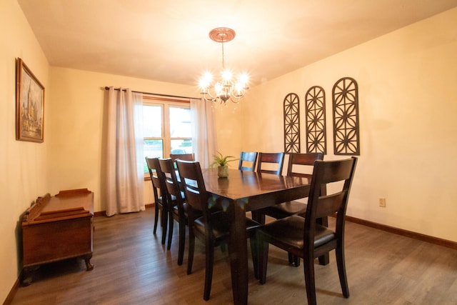 1831 E Woodbine St, Springfield, MO 65803 - dining room featuring a chandelier, dark wood finished floors, and baseboards