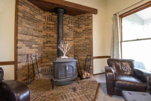 1831 E Woodbine St, Springfield, MO 65803 - living room with a wood stove