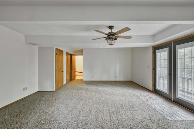 224 Loveland Dr, Rogersville, MO 65742 - carpeted empty room featuring french doors, ceiling fan, and baseboards