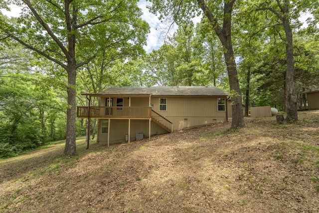 224 Loveland Dr, Rogersville, MO 65742 - back of property featuring stairway, a wooden deck, and a shingled roof
