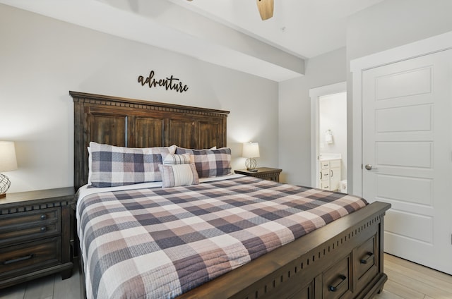 232 Chateau Mountain Hilltop Way, Branson, MO 65616 - bedroom featuring light wood finished floors, a ceiling fan, and ensuite bath