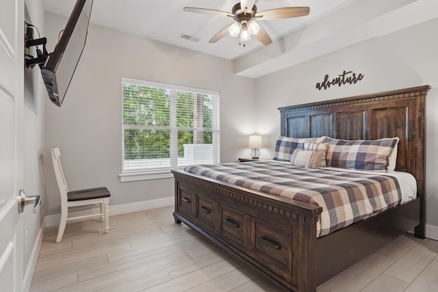 232 Chateau Mountain Hilltop Way, Branson, MO 65616 - bedroom with baseboards, light wood-style floors, and ceiling fan