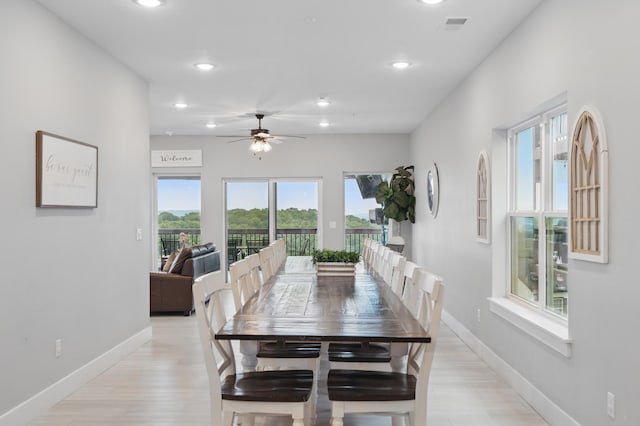232 Chateau Mountain Hilltop Way, Branson, MO 65616 - dining space featuring recessed lighting, a ceiling fan, baseboards, and light wood finished floors