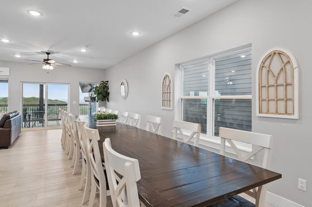232 Chateau Mountain Hilltop Way, Branson, MO 65616 - dining area with ceiling fan, light wood finished floors, recessed lighting, and baseboards
