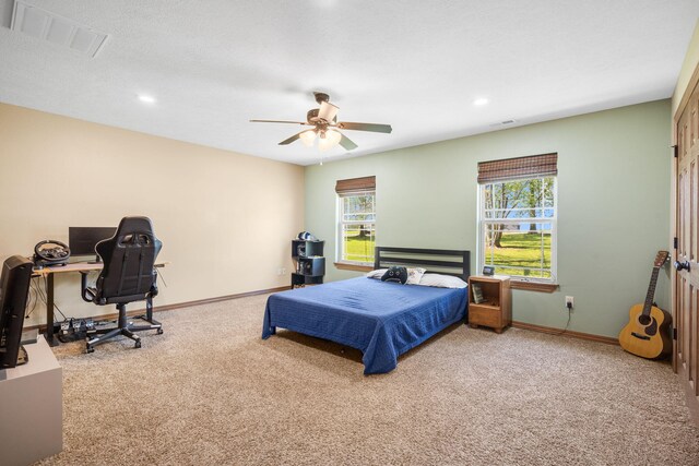 6755 W Farm Rd Unit 194, Republic, MO 65738 - carpeted bedroom featuring an office area, baseboards, recessed lighting, and a ceiling fan