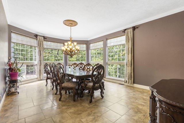 200 Barnes Ln, Branson, MO 65616 - dining room with crown molding, a chandelier, and baseboards