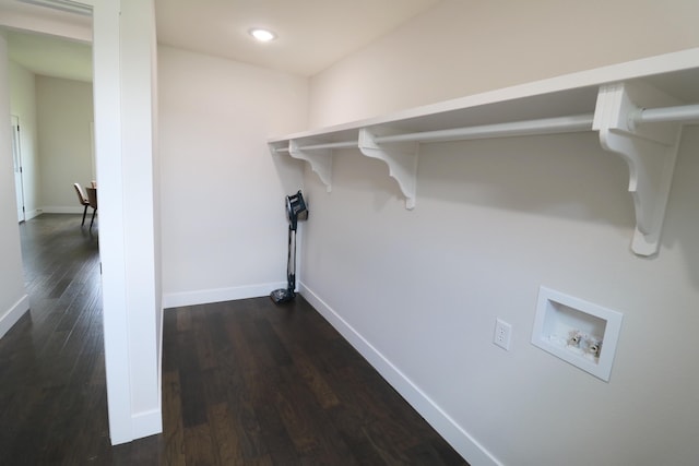 3419 S Suburban Ave, Springfield, MO 65807 - laundry room featuring hookup for a washing machine, dark wood-type flooring, baseboards, and recessed lighting