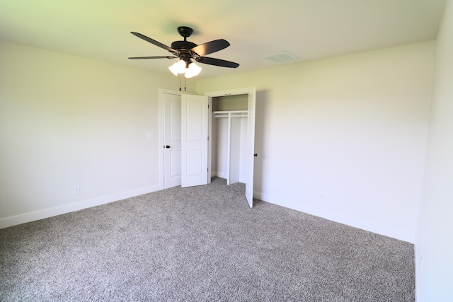 3419 S Suburban Ave, Springfield, MO 65807 - unfurnished bedroom featuring carpet floors, a closet, ceiling fan, and baseboards