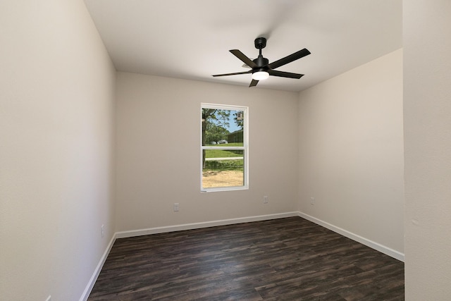 281 N 2nd St, Verona, MO 65769 - unfurnished room featuring dark wood finished floors, baseboards, and a ceiling fan