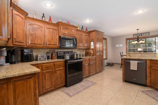 1054 W Itaska Rd, Nixa, MO 65714 - kitchen featuring stainless steel range with electric cooktop, dishwashing machine, decorative backsplash, a chandelier, and recessed lighting