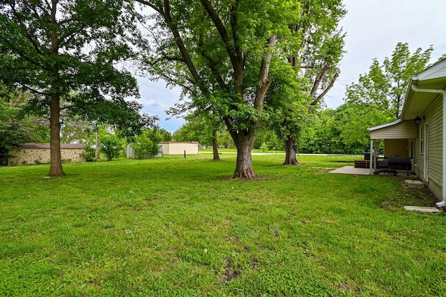 511 C St, Deepwater, MO 64740 - view of green lawn featuring a patio area