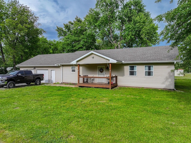 511 C St, Deepwater, MO 64740 - single story home featuring an attached garage, a front lawn, a deck, and roof with shingles