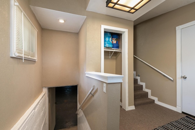 1104 E Buffalo St, Bolivar, MO 65613 - stairway with carpet flooring and baseboards