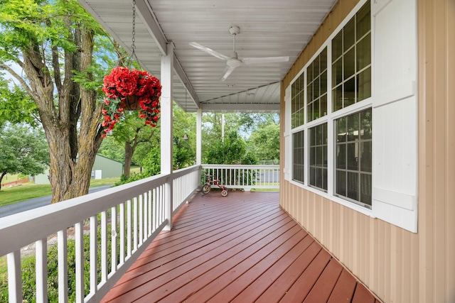 36205 State Highway 413, Crane, MO 65633 - wooden terrace featuring a ceiling fan