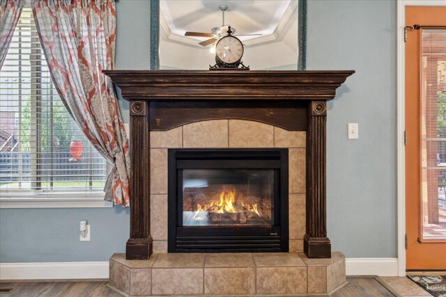 1270 E Ogorman Ct, Springfield, MO 65803 - detailed view of baseboards, wood finished floors, and ceiling fan