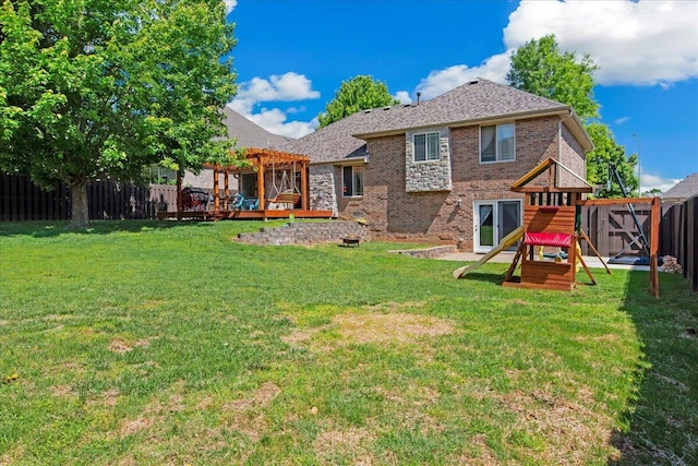1270 E Ogorman Ct, Springfield, MO 65803 - rear view of house featuring a deck, a pergola, and brick siding