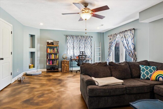 1270 E Ogorman Ct, Springfield, MO 65803 - living room with ceiling fan, baseboards, and recessed lighting