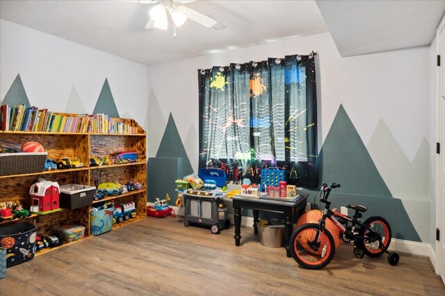 1270 E Ogorman Ct, Springfield, MO 65803 - rec room featuring wood finished floors and a ceiling fan