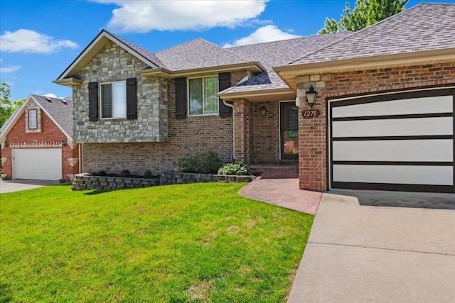 1270 E Ogorman Ct, Springfield, MO 65803 - view of front facade with concrete driveway, a garage, and a front lawn