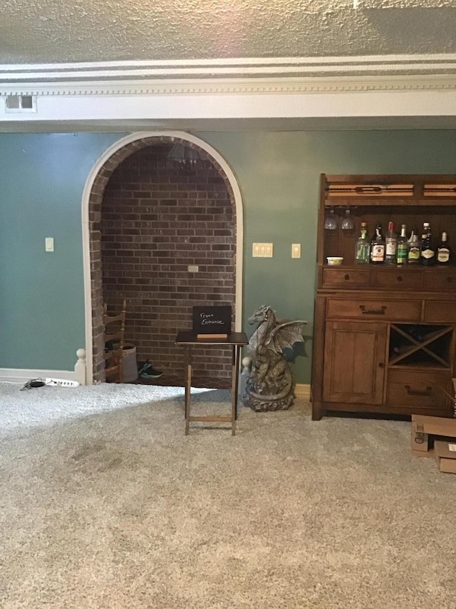 310 S 6th St, Thayer, MO 65791 - living area featuring light carpet and a textured ceiling