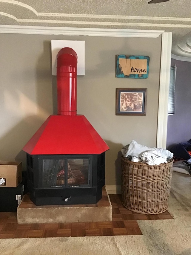 310 S 6th St, Thayer, MO 65791 - detailed view of crown molding and a wood stove