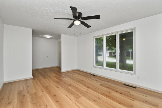 2658 S Hillsboro, Springfield, MO 65802 - empty room with light wood-style flooring, baseboards, a ceiling fan, and a textured ceiling