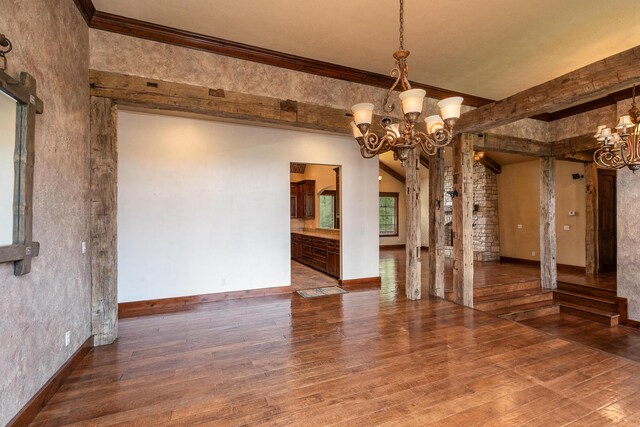 184 Appaloosa Trl, Saddlebrooke, MO 65630 - unfurnished room featuring a chandelier, hardwood / wood-style floors, ornamental molding, and baseboards
