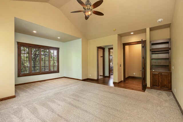 184 Appaloosa Trl, Saddlebrooke, MO 65630 - carpeted empty room with a ceiling fan, lofted ceiling, baseboards, a smoke detector, and recessed lighting