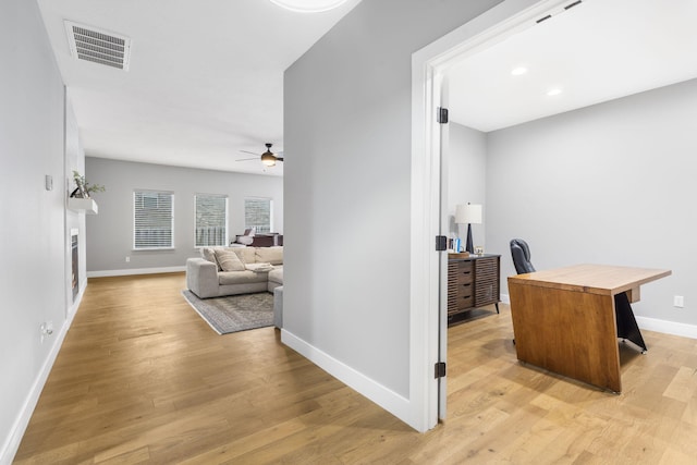 1816 N Bristol Ave, Springfield, MO 65802 - corridor with an office area, light wood-style flooring, baseboards, and recessed lighting