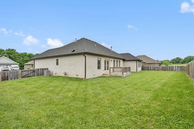 1816 N Bristol Ave, Springfield, MO 65802 - rear view of property with central AC, a wooden deck, roof with shingles, and crawl space