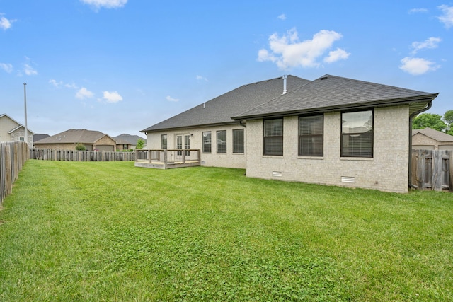 1816 N Bristol Ave, Springfield, MO 65802 - back of house with a shingled roof, a deck, crawl space, and brick siding