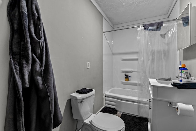 524 W Mckown St, Buffalo, MO 65622 - bathroom with a textured ceiling, toilet, vanity, and  shower combination
